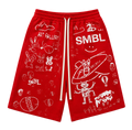 SMBL Red Doodle Fleece Shorts