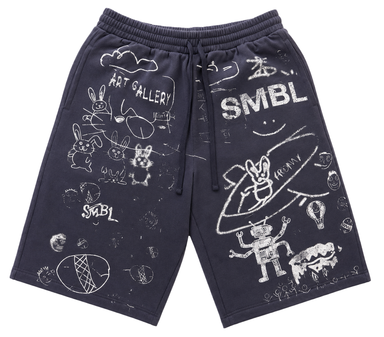 SMBL Doodle Blue Fleece Shorts